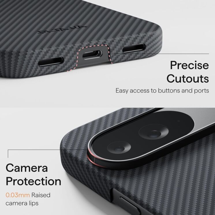 Захисний чохол Pitaka Ultra-Slim Case для Google Pixel 10 / 10 Pro (GPB2501) - Black / Grey (Twill): фото 9 з 12