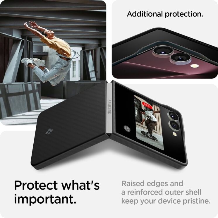 Защитный чехол Spigen (SGP) AirSkin Aramid для Samsung Galaxy Flip 7 (ACS09564) - Black: фото 18 из 22