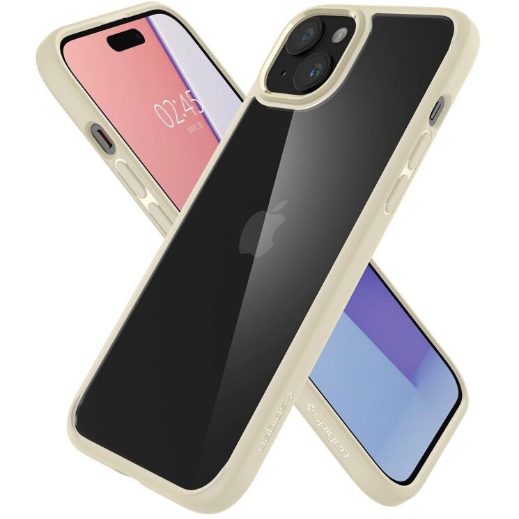 Защитный чехол Spigen (SGP) Crystal Hybrid для Apple iPhone 15 Plus - Sand Beige: фото 2 из 14