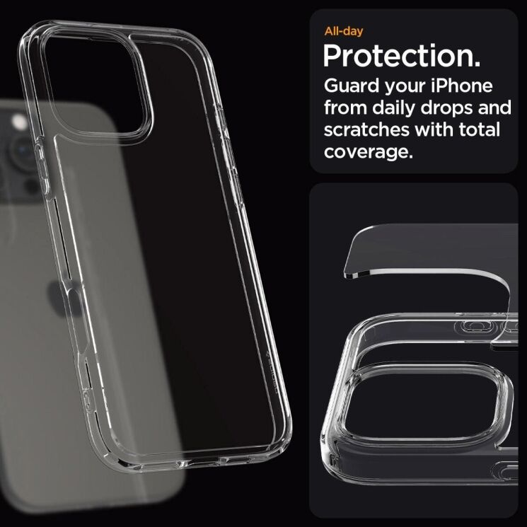 Защитный чехол Spigen (SGP) Crystal Hybrid для Apple iPhone 16 Pro Max (ACS08028) - Crystal Clear: фото 12 из 13