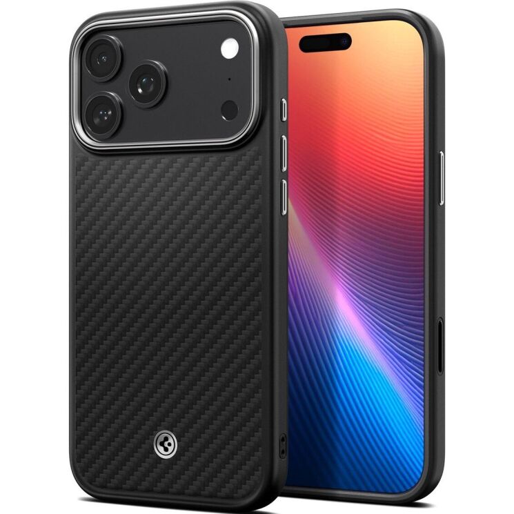 Защитный чехол Spigen Enzo Aramid T (MagFit) для iPhone 17 Pro Max (ACS09905) - Black Silver: фото 2 из 16