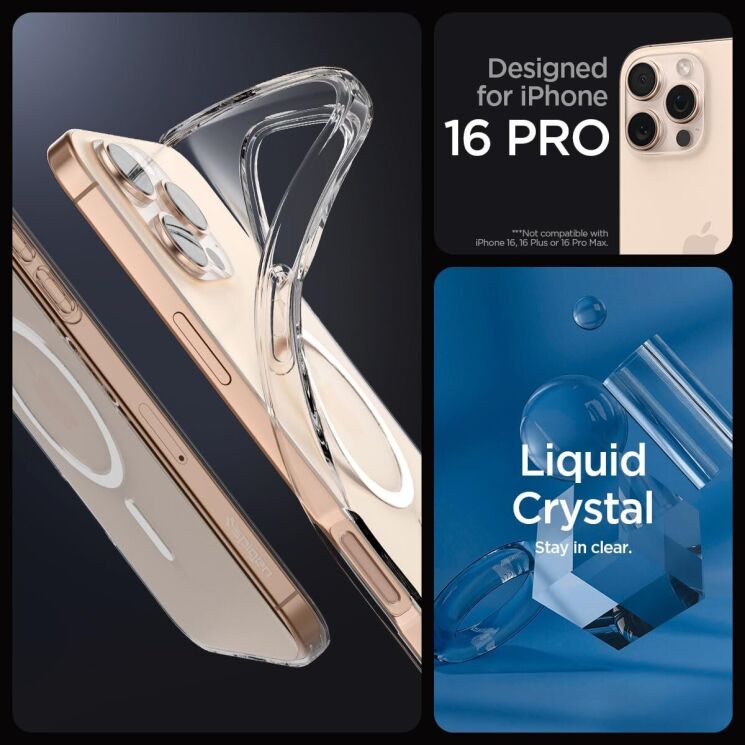 Защитный чехол Spigen (SGP) Liquid Crystal (MagFit) для Apple iPhone 16 Pro - White: фото 4 из 9