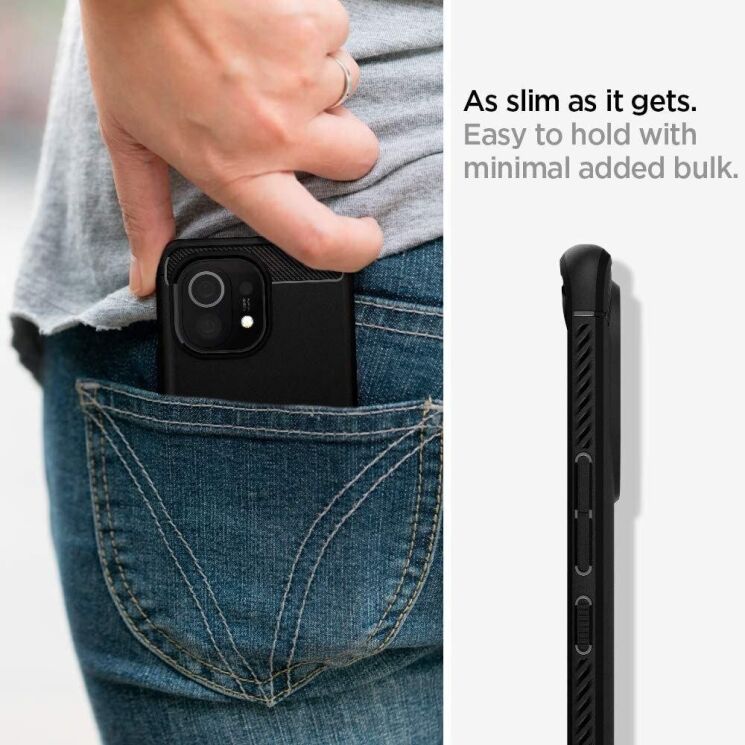 Захисний чохол Spigen (SGP) Rugged Armor для Xiaomi Mi 11 Lite / 11 Lite NE - Matte Black: фото 10 з 13