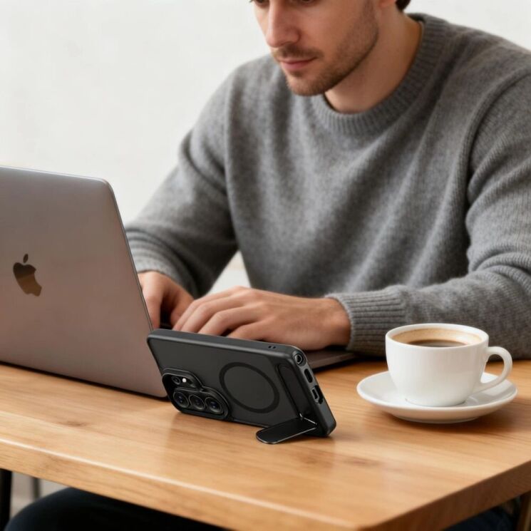 Защитный чехол Tech-Protect MagRack MagSafe для Samsung Galaxy S26 Ultra (S948) - Matte Black: фото 6 из 9