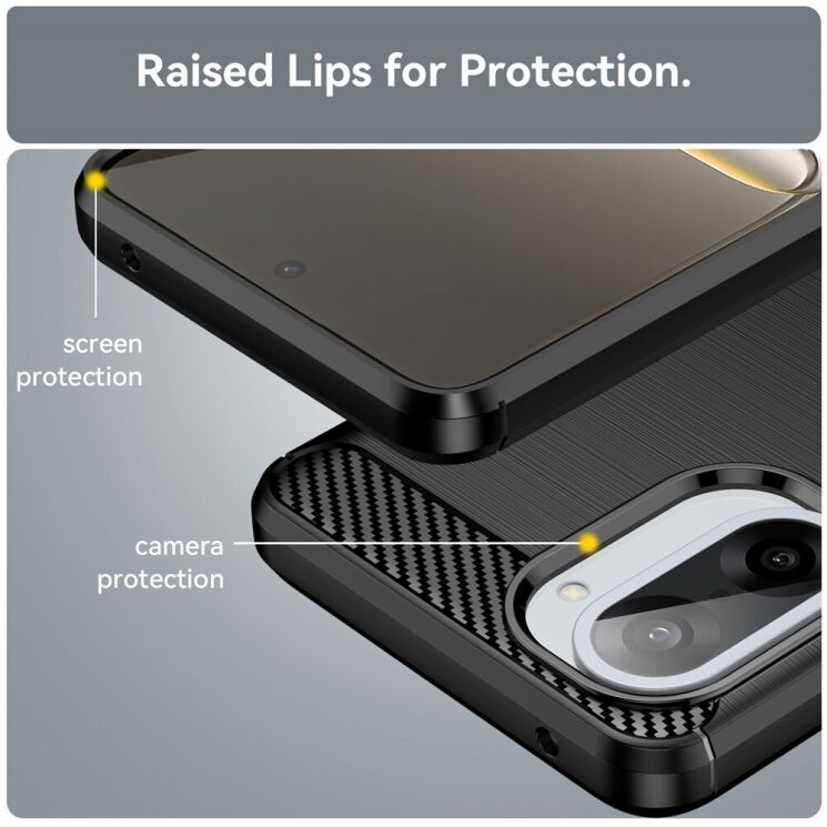 Захисний чохол UniCase Carbon для OnePlus Nord CE 5 / Ace 5 Racing - Black: фото 7 з 8
