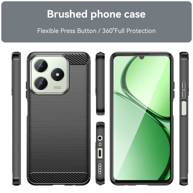 Защитный чехол UniCase Carbon для Realme C63 / C61 / Note 60x - Red: фото 3 из 10