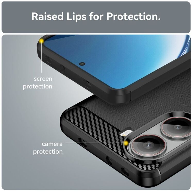 Защитный чехол UniCase Carbon для Xiaomi Poco X7 Pro - Black: фото 6 из 8