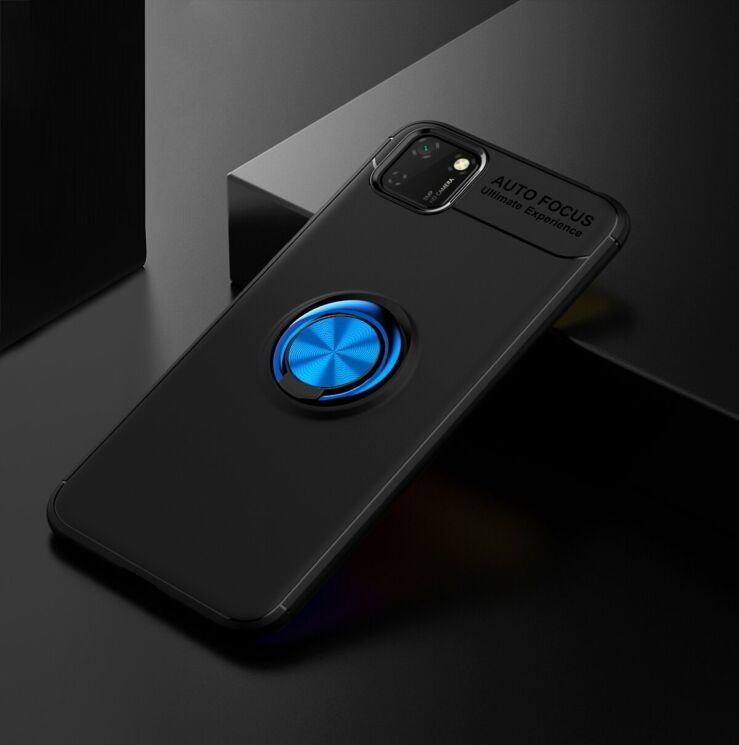 Защитный чехол UniCase Magnetic Ring для Huawei Y5p - Black / Blue: фото 2 из 15