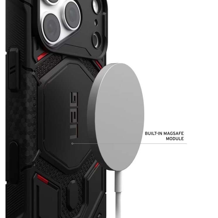 Защитный чехол URBAN ARMOR GEAR Monarch Pro Kevlar MagSafe для iPhone 18 Pro (114569113940) - Kevlar Black: фото 7 из 11
