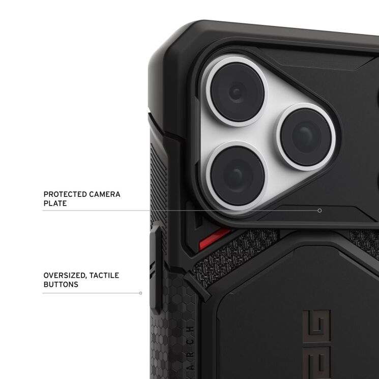Защитный чехол URBAN ARMOR GEAR Monarch Pro Kevlar MagSafe для iPhone 18 Pro (114569113940) - Kevlar Black: фото 8 из 11