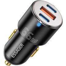 Автомобильное зарядное устройство ESSAGER City Dual 66W (Type-C + USB) ECC2C1A-FF01 - Black: фото 1 из 14