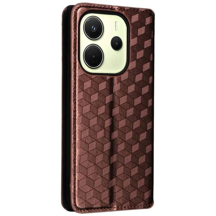 Чехол Deexe Rhombus Book для Xiaomi Redmi Note 14 4G - Brown: фото 6 из 6
