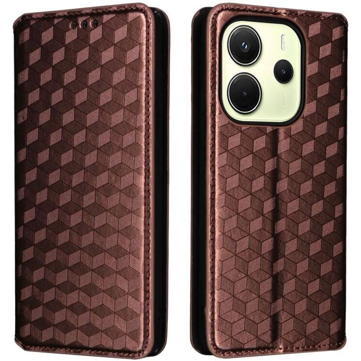 Чехол Deexe Rhombus Book для Xiaomi Redmi Note 14 4G - Brown: фото 1 из 6