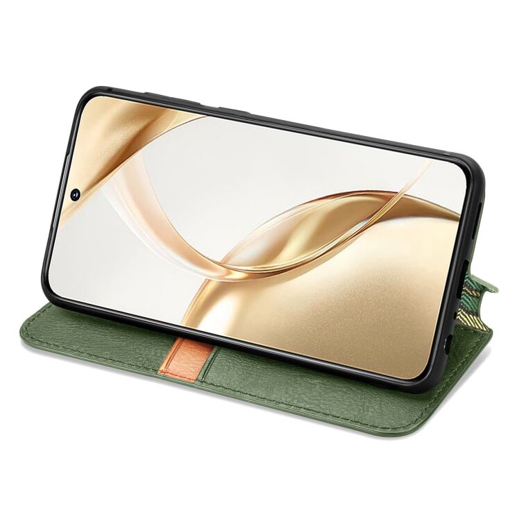 Чехол Deexe Rhombus Wallet для Honor 200 - Green: фото 3 из 9