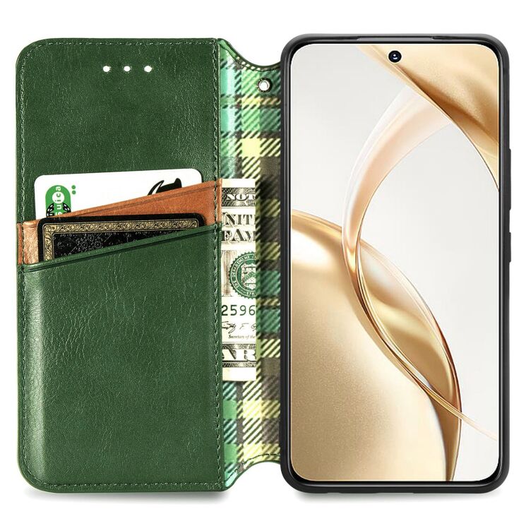 Чехол Deexe Rhombus Wallet для Honor 200 - Green: фото 2 из 9