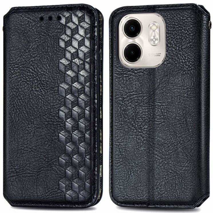 Чохол Deexe Rhombus Wallet для Infinix Smart 9 (X6532) - Black: фото 1 з 10