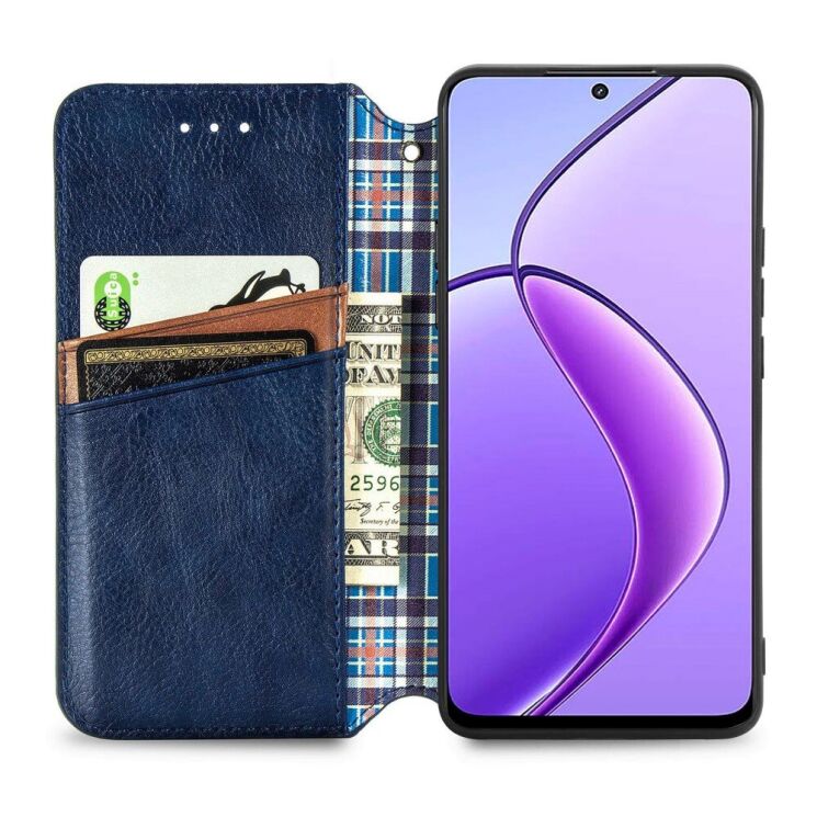 Чехол Deexe Rhombus Wallet для Realme 12 5G - Blue: фото 2 из 6