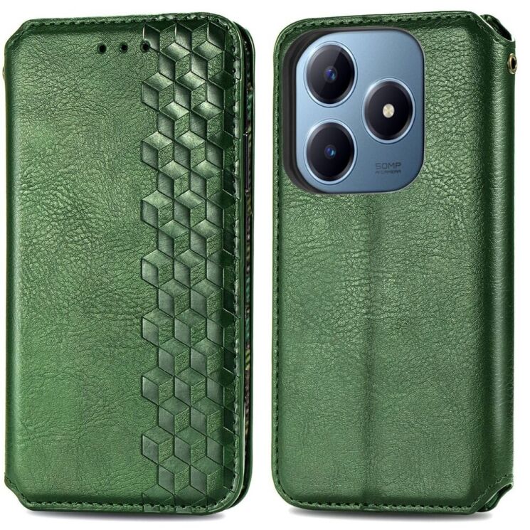 Чехол Deexe Rhombus Wallet для Realme C63 - Green: фото 1 из 9