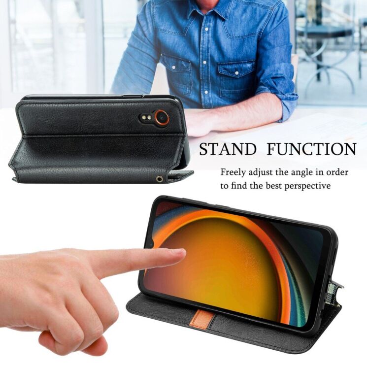 Чохол Deexe Rhombus Wallet для Samsung Galaxy Xcover 7 (G556) - Brown: фото 7 з 11