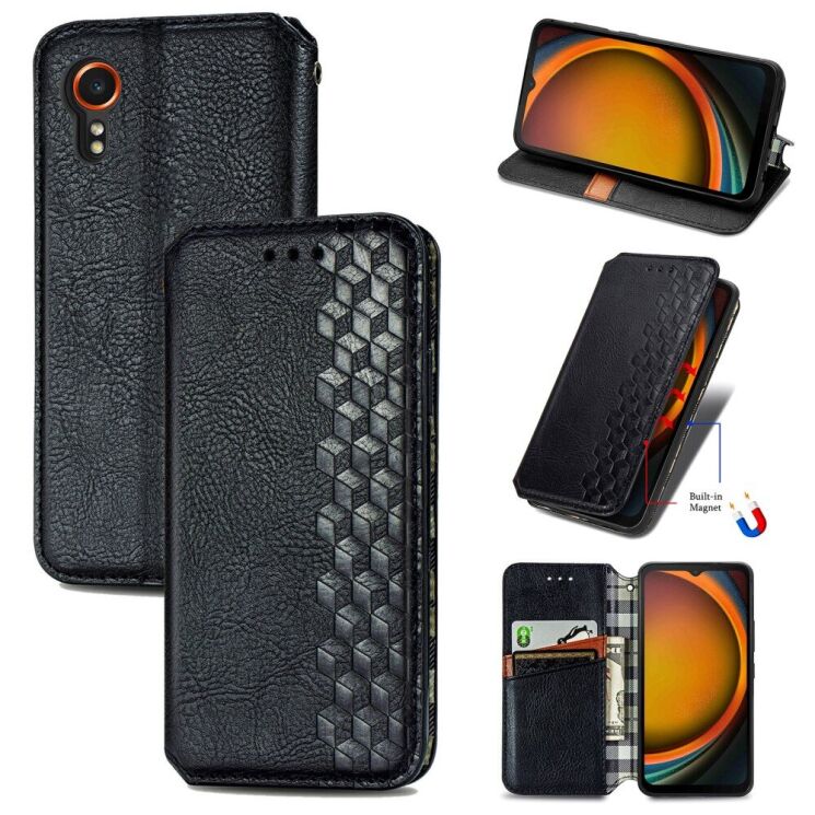 Чехол Deexe Rhombus Wallet для Samsung Galaxy Xcover 7 (G556) - Black: фото 4 из 11
