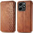 Чехол Deexe Rhombus Wallet для TECNO Spark 20C - Brown (345615Z)