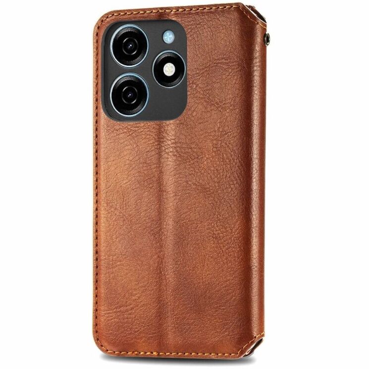 Чехол Deexe Rhombus Wallet для TECNO Spark 20C - Brown: фото 5 из 6
