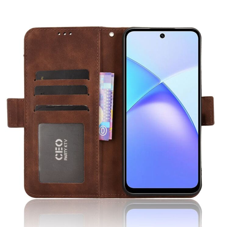 Чохол Deexe Wallet Stand для Infinix Smart 10 Plus - Brown: фото 5 з 14