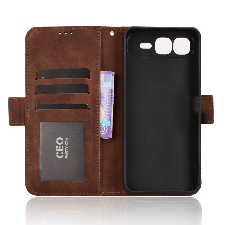 Чохол Deexe Wallet Stand для Infinix Smart 10 Plus - Brown: фото 4 з 14
