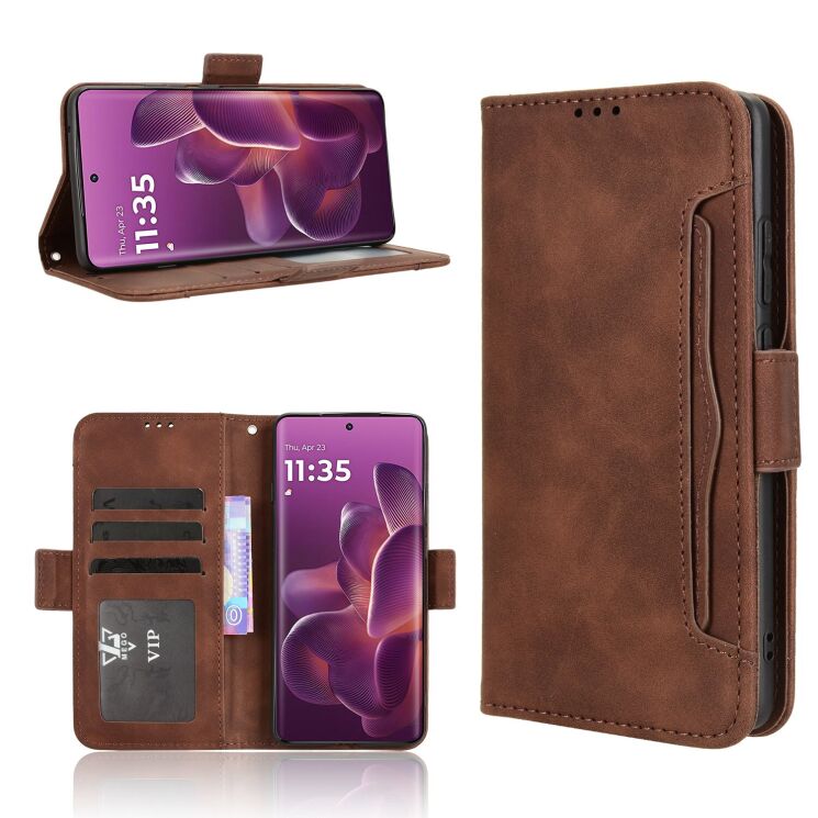 Чохол Deexe Wallet Stand для Motorola Edge 60 Pro - Brown: фото 5 з 9