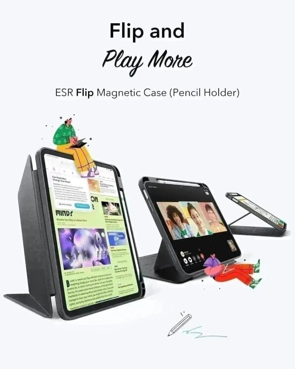 Чехол ESR Flip Magnetic Case with Pencil Holder для Apple iPad 10.9 (2022) / iPad 11 (2025) 4894240266953 - Navy Blue: фото 4 из 10