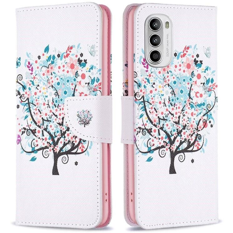 Чехол с рисунком Deexe Color Wallet для Motorola Moto G52 / G82 - Flower Tree: фото 1 из 8
