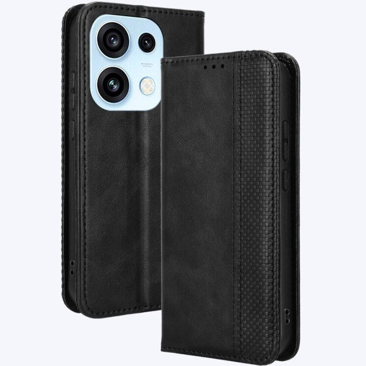 Чехол-книжка Deexe Retro Style для OPPO Reno 16 / 16 Pro - Black: фото 1 из 18