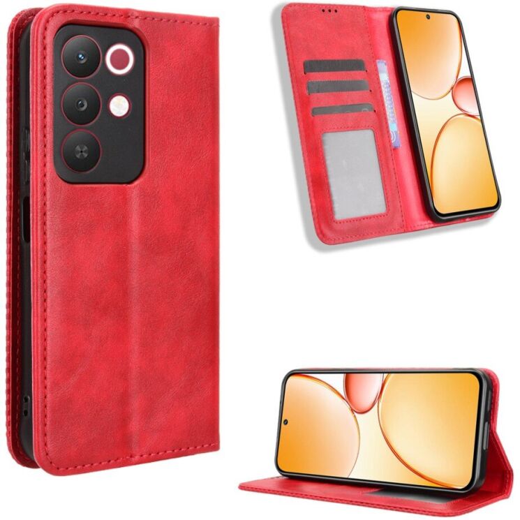 Чехол-книжка Deexe Retro Style для Realme C85 Pro - Red: фото 2 из 19