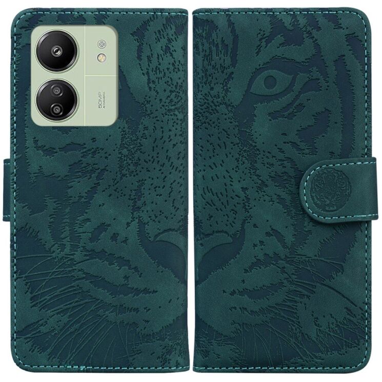 Чехол-книжка Deexe Tiger для Xiaomi Redmi 13C / Poco C65 - Green: фото 1 из 7