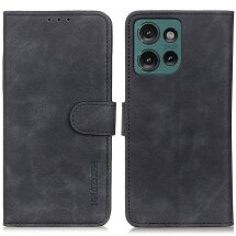 Чехол-книжка KHAZNEH Retro Wallet для Motorola Edge 50 Neo - Black: фото 1 из 8