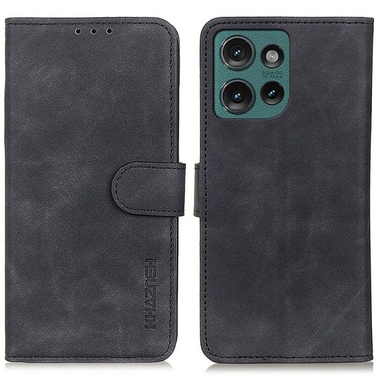 Чехол-книжка KHAZNEH Retro Wallet для Motorola Edge 50 Neo - Black: фото 1 из 8