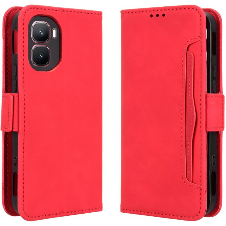 Чохол-книжка з кишеньками Deexe Wallet Stand для Infinix GT 50 Pro - Red: фото 1 з 15