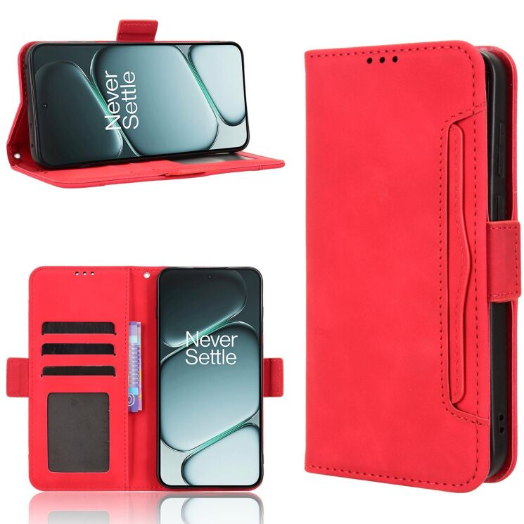 Чехол-книжка с карманами Deexe Wallet Stand для OnePlus 15R / Ace 6 / Ace 6T - Red: фото 8 из 17