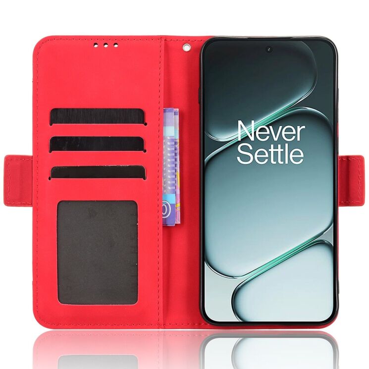 Чехол-книжка с карманами Deexe Wallet Stand для OnePlus 15R / Ace 6 / Ace 6T - Red: фото 5 из 17
