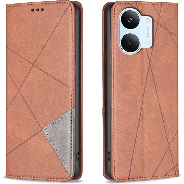 Чехол-книжка с карманами UniCase Geometric Pattern для Xiaomi Poco X8 Pro Max - Brown: фото 1 из 11