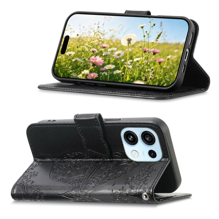 Чохол-книжка з малюнком UniCase Butterfly Pattern для OPPO Reno 16 / 16 Pro - Black (413214B) Чохол-книжка з малюнком UniCase Butterfly Pattern для OPPO Reno 16 / 16 Pro - Black: фото 3 з 14