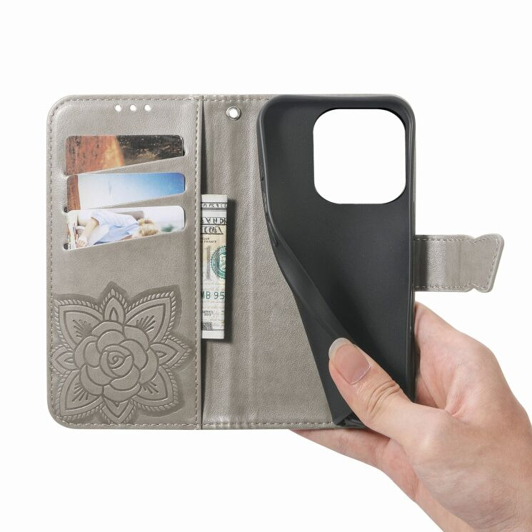 Чехол-книжка с рисунком UniCase Butterfly Pattern для Realme 16 Pro - Grey (428030H) Чехол-книжка с рисунком UniCase Butterfly Pattern для Realme 16 Pro - Grey: фото 3 из 9
