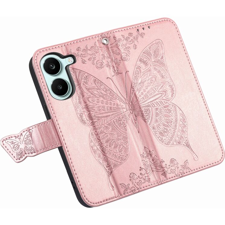 Чохол-книжка з малюнком UniCase Butterfly Pattern для Xiaomi Poco X8 Pro - Rose Gold: фото 3 з 10