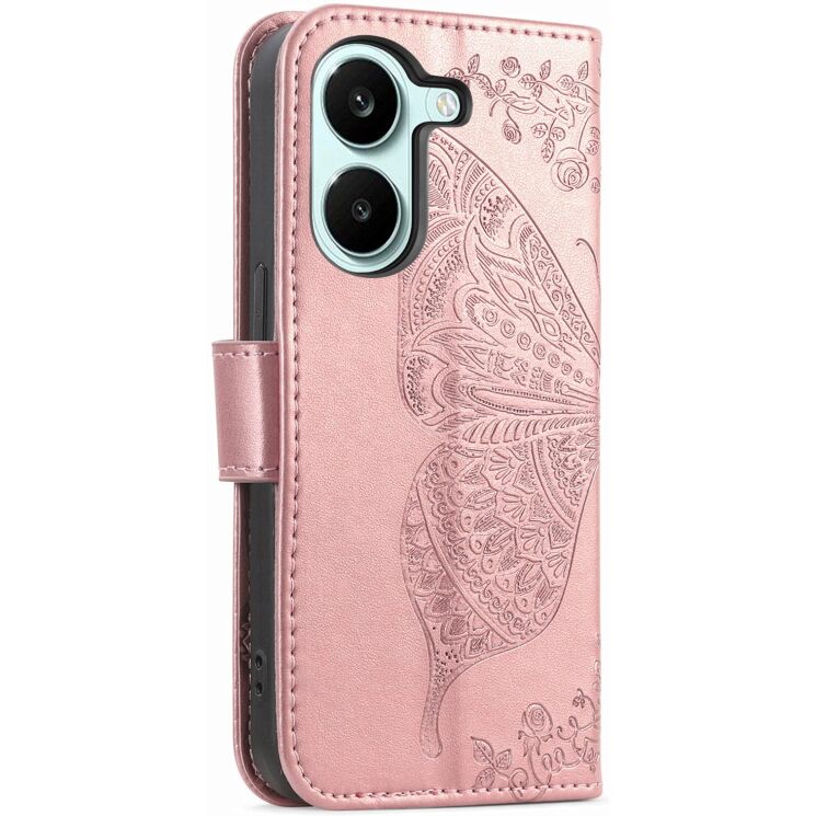 Чохол-книжка з малюнком UniCase Butterfly Pattern для Xiaomi Poco X8 Pro - Rose Gold: фото 6 з 10