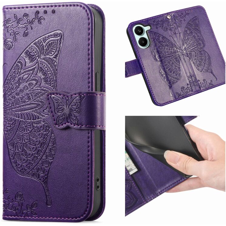Чехол-книжка с рисунком UniCase Butterfly Pattern для Xiaomi Poco X8 Pro - Light Purple: фото 8 из 10