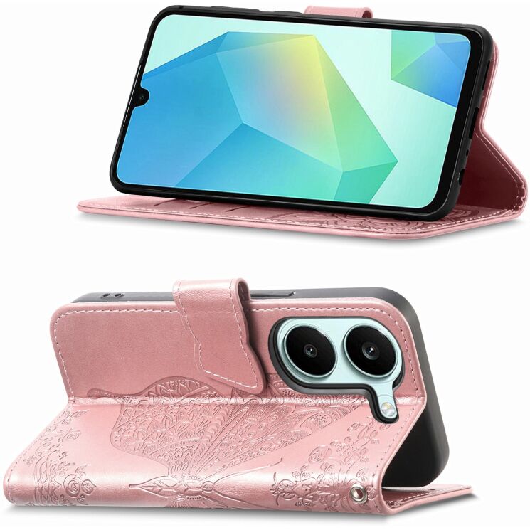 Чохол-книжка з малюнком UniCase Butterfly Pattern для Xiaomi Poco X8 Pro - Rose Gold: фото 2 з 10