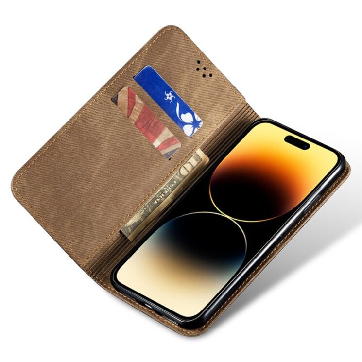 Чехол-книжка UniCase Jeans Wallet для Apple iPhone 16 Pro Max - Khaki: фото 2 из 6
