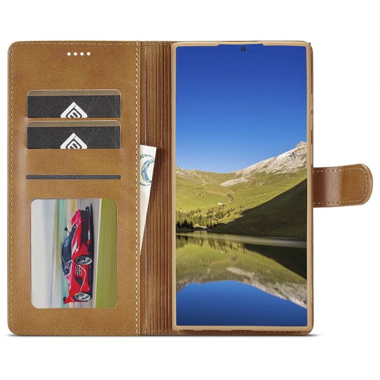 Чехол LC.IMEEKE Wallet Case для Samsung Galaxy S22 Ultra - Light Brown: фото 2 из 10