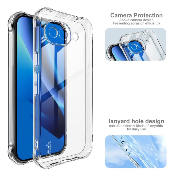 Чохол з посиленими кутами IMAK Airbag MAX Case для Google Pixel 10a - Transparent: фото 3 з 8