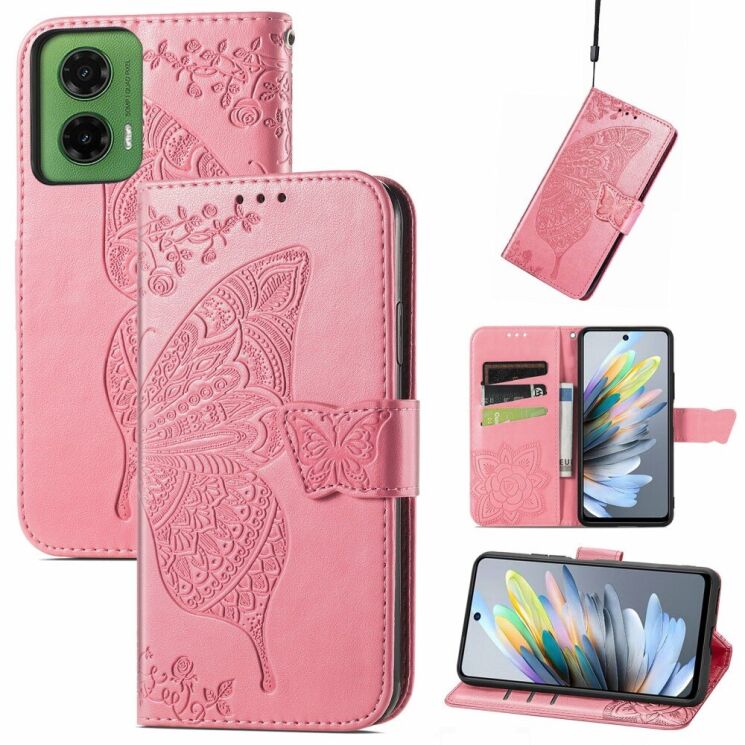 Чехол UniCase Butterfly Pattern для Motorola Moto G35 - Pink: фото 4 из 7